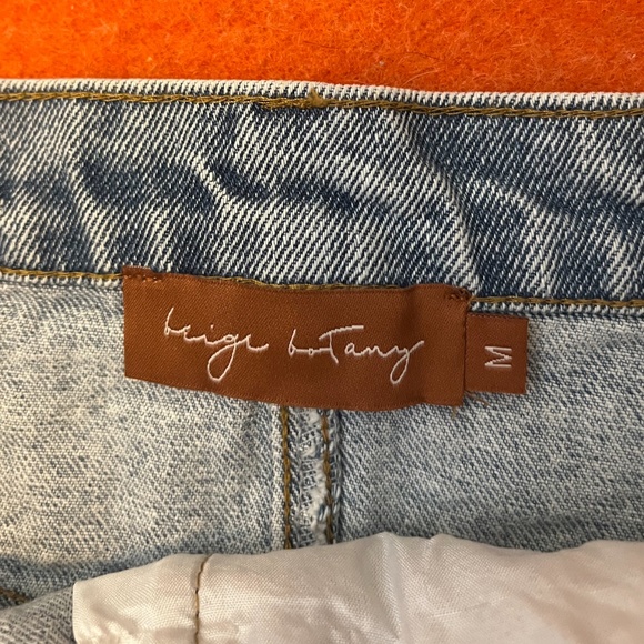 Beige Botany faded asymmetric crossover panel denim miniskirt NWT - Picture 9 of 12